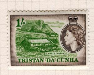 TRISTAN DA CUNHA; 1954 early QEII issue fine Mint hinged 1s. value