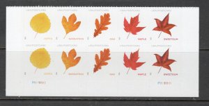 Scott#  5966-5970  unused   MNH plate block of 10 Vibrant Leaves