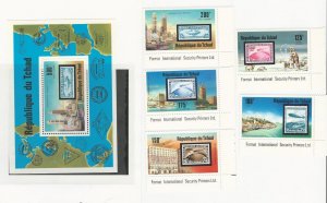 Chad, Postage Stamp, #327, C206-10 Mint NH Set & Sheet, 1977 Airships