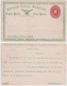 MEXICO 1891 PS RAILROAD PRETYPED CARD Mepsi PC42 type II CM RAILROAD PREPRINTING