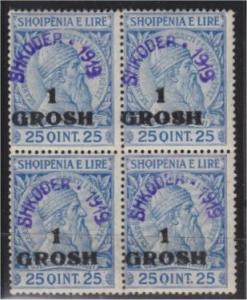 ALBANIA, SHKODER LOCAL STAMP 1915, UNUSED/NH BLOCK OF4