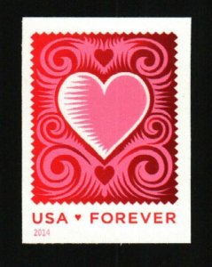 2014 49c Cut Paper Heart Love Imperforate Scott 4847a Mint F/VF NH