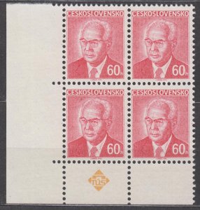 Czechoslovakia Scott #2036 1975 MNH Block of 4 Fluorescent paper