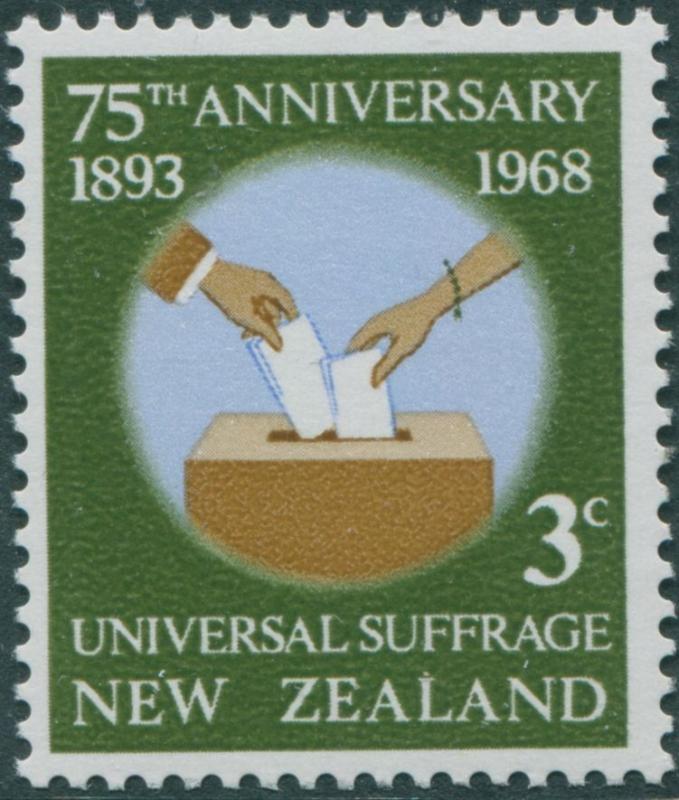 New Zealand 1968 SG890 3c Universal Suffrage MNH