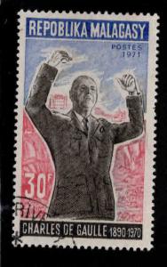 Madagascar Malagasy Scott 457 Used CTO 1971 de Gaulle stamp