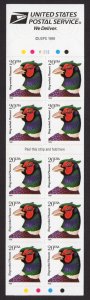 Scott #3050a Ring-necked Pheasant Booklet of 10 Stamps - MNH P#V2222