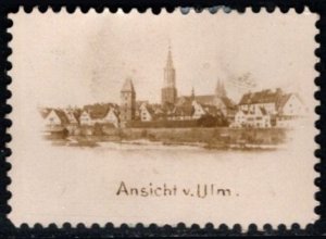 Vintage Germany Small Poster Stamp View of Ulm