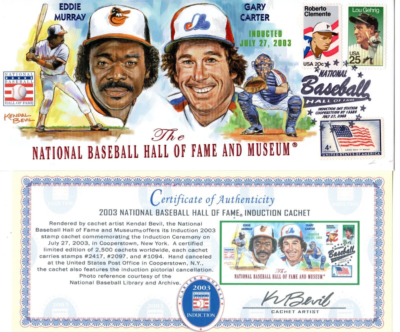 Eddie Murray & Gary Carter Signed National Baseball Hall of Fame