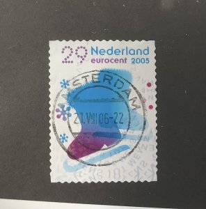 Netherlands 2005 Scott 1211h used - 29c,  December stamps, ice skates