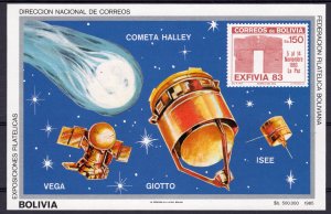 BOLIVIA 1985 Sc#690  HALLEY'S COMET - SPACE  Souvenir Sheet Imperforated MNH