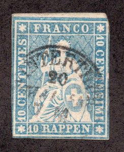Switzerland Scott #27 Stamp - Used Single