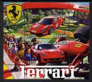 MALAWI - 2011 - Ferrari Cars #3 - Perf 2v Sheet - MNH - Private Issue