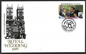 TUVALU NANUMAGA 1986 $1 Prince Andrew Royal Wedding Sc 72b FDC