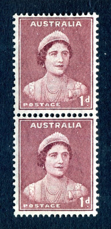 Australia 1937 COIL PAIR x 1d maroon. Mint. NH. SG181a.