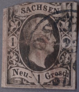 German States Saxony #5 Used Circle City Cancel with Partial Date, Flaw