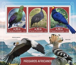 St Thomas - 2021 African Birds, Guineafowl - 3 Stamp Sheet - ST210524a