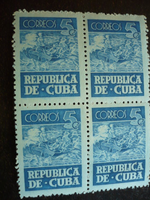 Stamps - Cuba - Scott# 418-419 - Mint Hinged Set of 2 Stamps in Blocks of 4