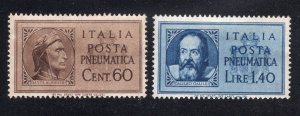 Italy 1945 Set of 2 Pneumatic Post, Scott D17-D18 MH, value = 50c