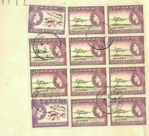 BRITISH VIRGIN ISLANDS Cover Air Mail Pictorials Block Franking 1969 Ap569