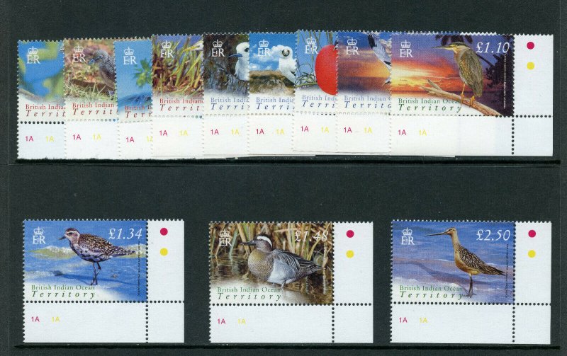 B.I.O.T. 2004 QEII Birds set complete superb MNH. SG 296-307. Sc 274-285.