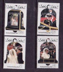 St Lucia-Sc#846-9-unused NH set-Specimen overprint-Royal Wedding-Prince Andrew &