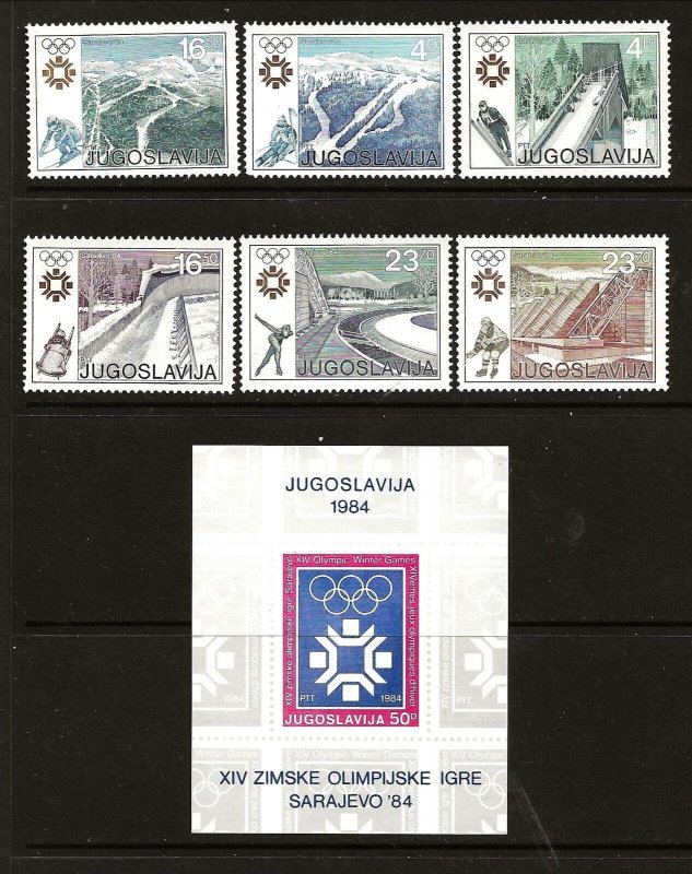 Yugoslavia Sc 1645-51 NH set & S/S of 1983 - Winter Olympics Sarajevo