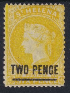 Sc# 26 British St Helena 1882 QV Queen Victoria 2p on 6p issue MHH CV $140.00