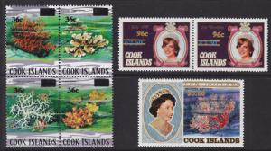 Cook Islands Sc 738-740 MNH. 1983 Surcharged Coral & Diana cplt set