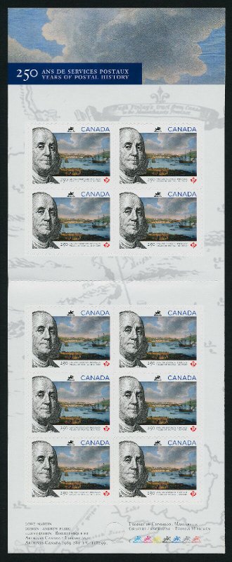 Canada 2649a booklet MNH 250 Years of Postal History, Benjamin Franklin, Ship