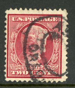 USA 1909 Lincoln 2¢ Carmine Scott 367 VFU L710