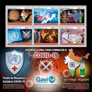 Guinea-Bissau 2021 MNH Medical Stamps Corona Covax Vaccines Gavi Maitri 6v M/S