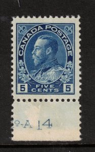 Canada #111 Very Fine Never Hinged Plate 14 Single