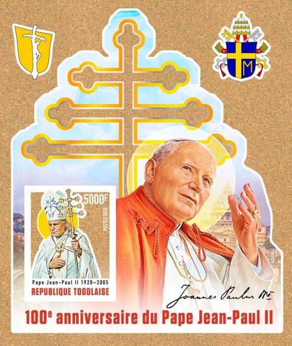 TOGO - 2020 - Pope John Paul II - Perf Souv Sheet - Mint Never Hinged