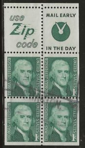 #1278b Used (Zip & Mail Early) Complete Booklet Pane of 4