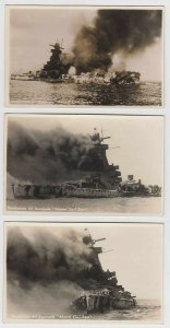 URUGUAY 1939 COLLECTION OF 7 PHOTO PPC's ADMIRAL GRAF SPEE SINKING IN MONTEVIDEO 