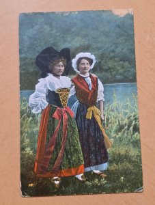 WWI German Soldiers Feldpost Postcard Alsace Lorraine Folk Costume Elsässerin