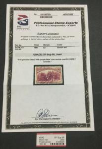 MOMEN: US STAMPS #242 USED PSE GRADED CERT XF-SUP 95