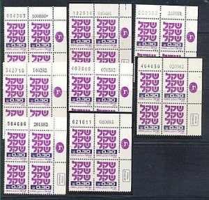 ISRAEL 1980-3 SHEKEL 0.30 PLATE BLOCKS ALL 8 DATES