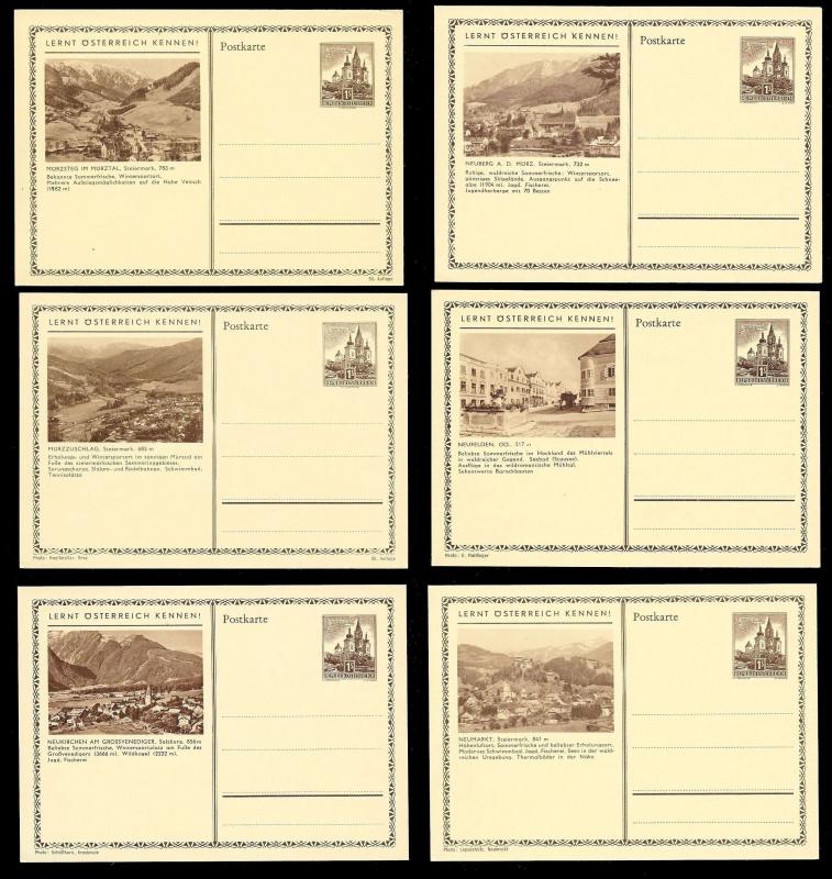 AUSTRIA (120) Scenery View Brown 1 Shilling Postal Cards c1950s ALL MINT UNUSED