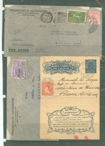 Uruguay 162/C72/C87/C98 1905-1939 3 airmail covers Montevideo to Czechoslovakia (1937-39) & postal card to Buenos aires Argentin