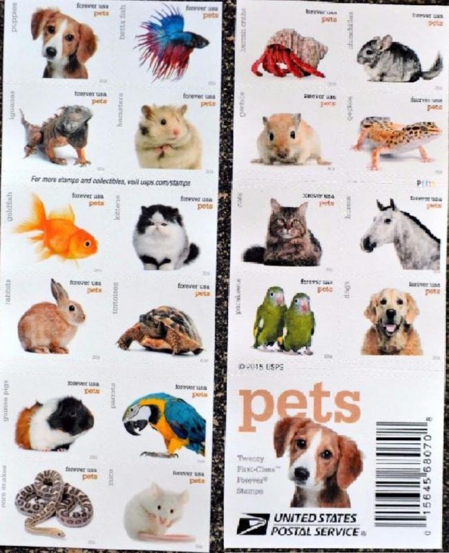 VERINIGTE STAATEN ETATS UNIS USA 2016 PETS BOOKLET OF 20v.SC 5101-04