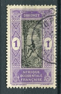 FRENCH COLONIES; DAHOMEY early 1900s Pictorial issue used 1c. fair Postmark