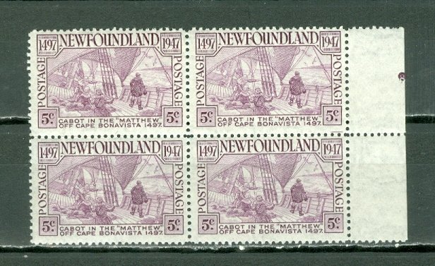 NEWFOUNDLAND 1947 CABOT #270 MARGIN BLK MNH..$2.40