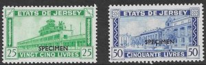 JERSEY REVENUE 1963 £25 and £50 Buildings Pictorial Set SPECIMEN Bft.28-29 MNH