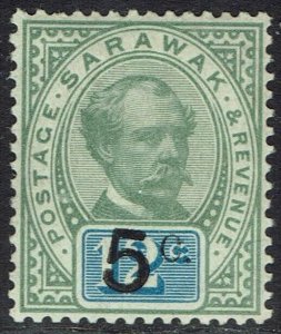 SARAWAK 1889 RAJA BROOKE 5C ON 12C