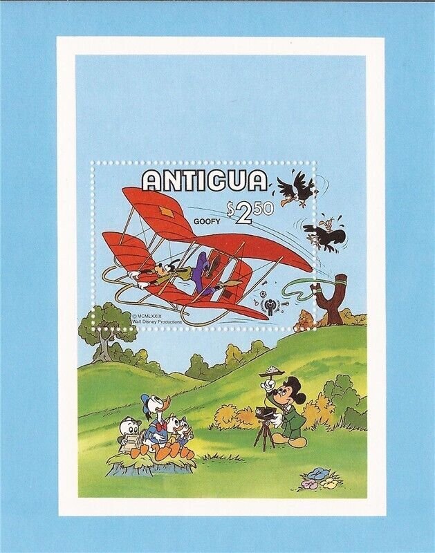 Antigua - 1980 Disney’s Goofy in Glider Stamp Souvenir Sheet 1N-010