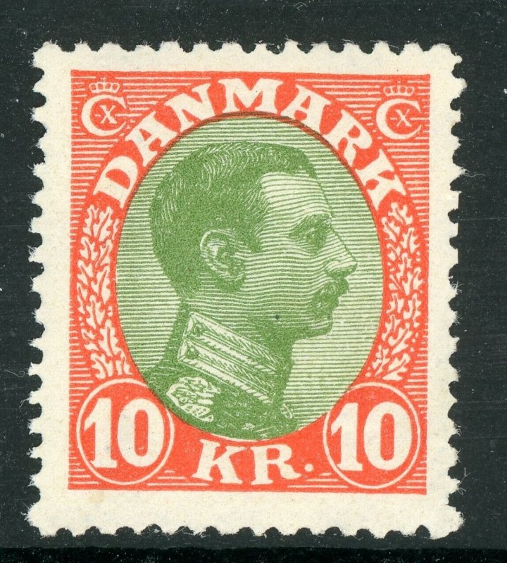 Denmark 1928 King Christian 10 Krone Vermillion & Yellow Green Sc #131 MNH B363