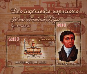 Johan Friedrich Krigar Steam Engineer Souvenir Sheet of 2 Stamps Mint NH