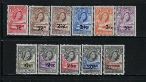 BECHUANALAND PROTECTORATE SCOTT #169-179 1961 QEII OVERPRINTS- MINT LIGHT HINGED