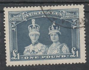 AUSTRALIA 1937 KGVI ROBES 1 POUND USED 